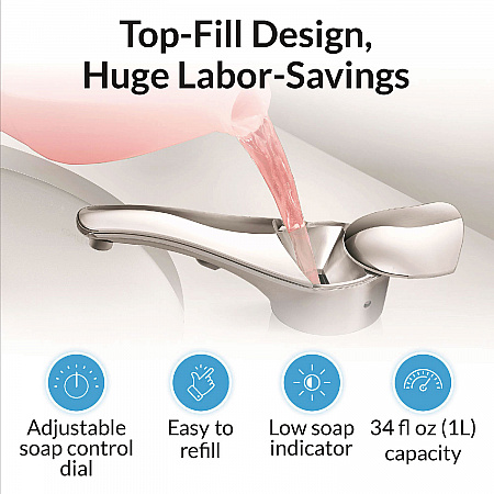 SureFlo Top-Fill Automatic Bulk Foam Soap Dispenser, 34 oz, 2.75 x 6.75 x 3, Polished Chrome (824)