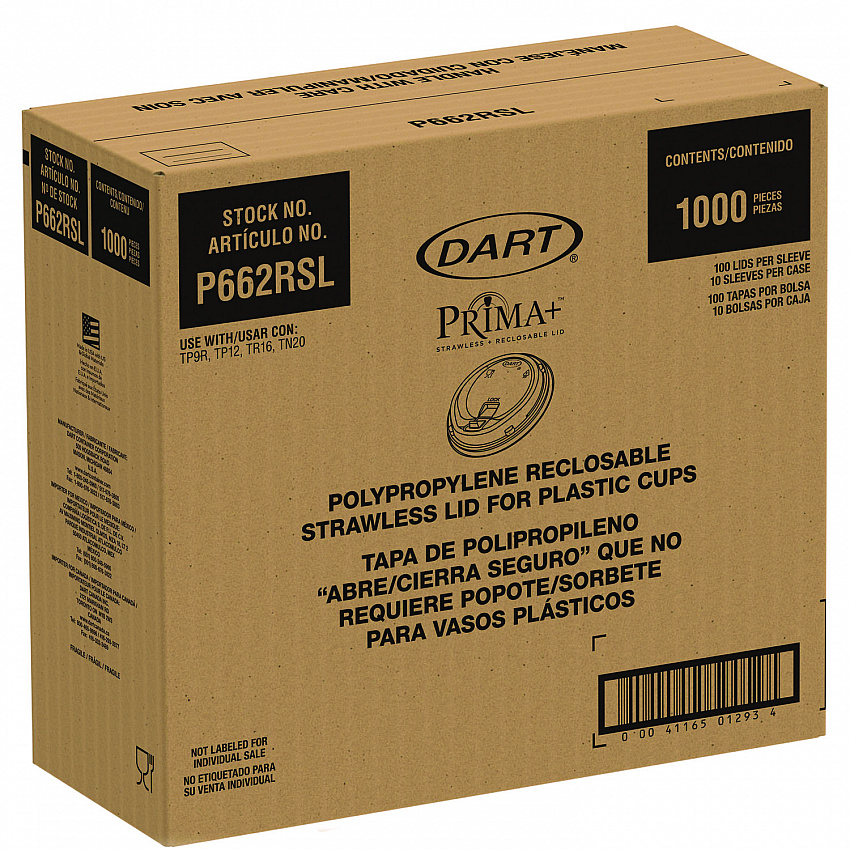 Prima Strawless Plastic Lids, Fits 9 oz to 20 oz Cold Cups, Clear, 1,000/Carton (P662RSL)