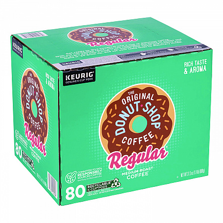 Donut Shop Coffee K-Cups, Regular, 80/Carton (22000684)