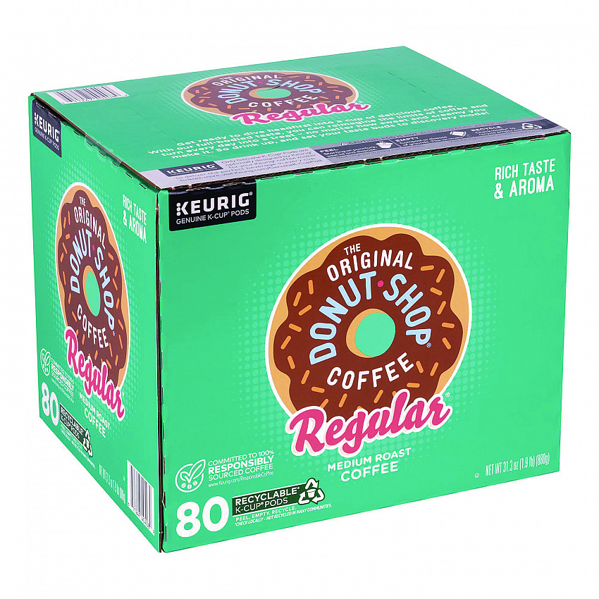 Donut Shop Coffee K-Cups, Regular, 80/Carton (22000684)