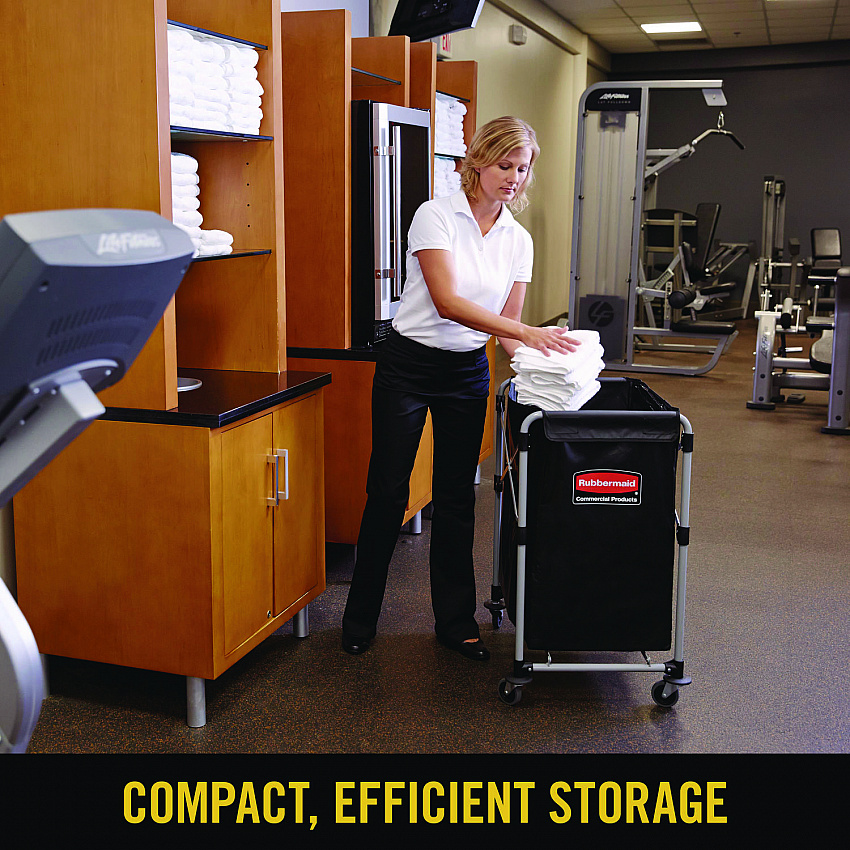 One-Compartment Collapsible X-Cart, Synthetic Fabric, 4.98 cu ft Bin, 20.33" x 24.1" x 34", Black/Silver (1881749)