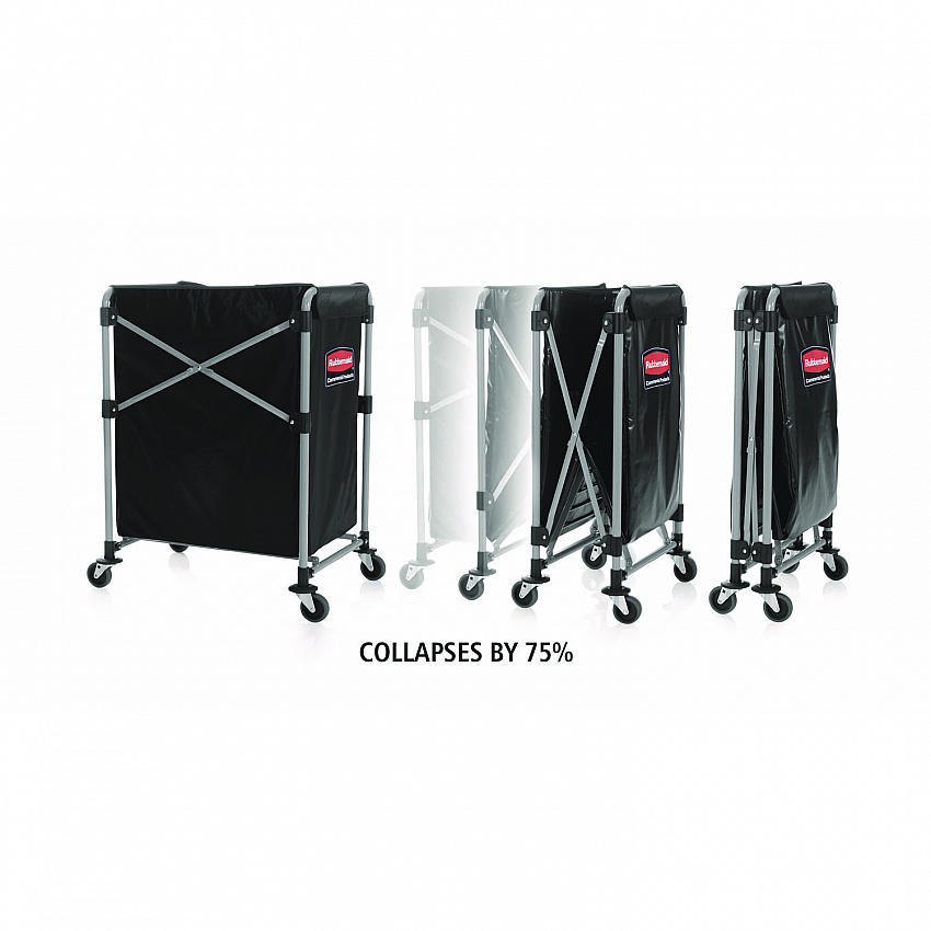 One-Compartment Collapsible X-Cart, Synthetic Fabric, 4.98 cu ft Bin, 20.33" x 24.1" x 34", Black/Silver (1881749)