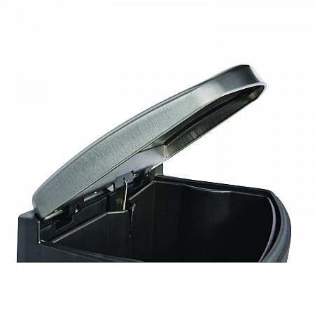 Slim Jim Stainless Steel Step-On Container, Front Step Style, 24 gal, Stainless Steel, Black (1901999)