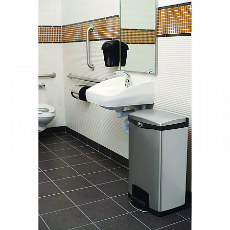 Slim Jim Stainless Steel Step-On Container, Front Step Style, 24 gal, Stainless Steel, Black (1901999)