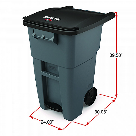 Brute Step-On Rollouts, 50 gal, Metal/Plastic, Gray (1971956)