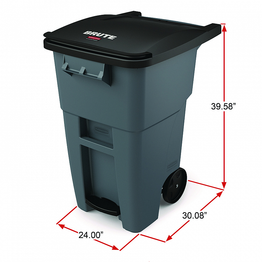 Brute Step-On Rollouts, 50 gal, Metal/Plastic, Gray (1971956)
