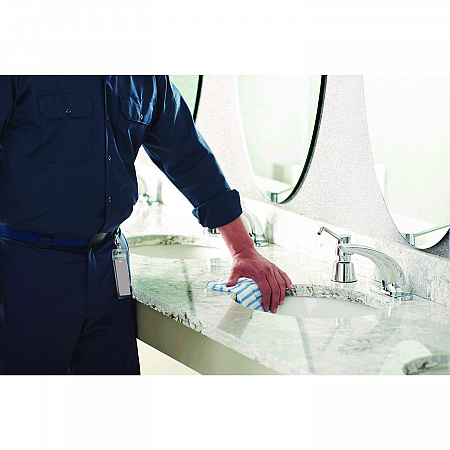 Disposable Microfiber Cleaning Cloths, 12 x 12, White/Blue Stripe, 600/Carton (2134283)
