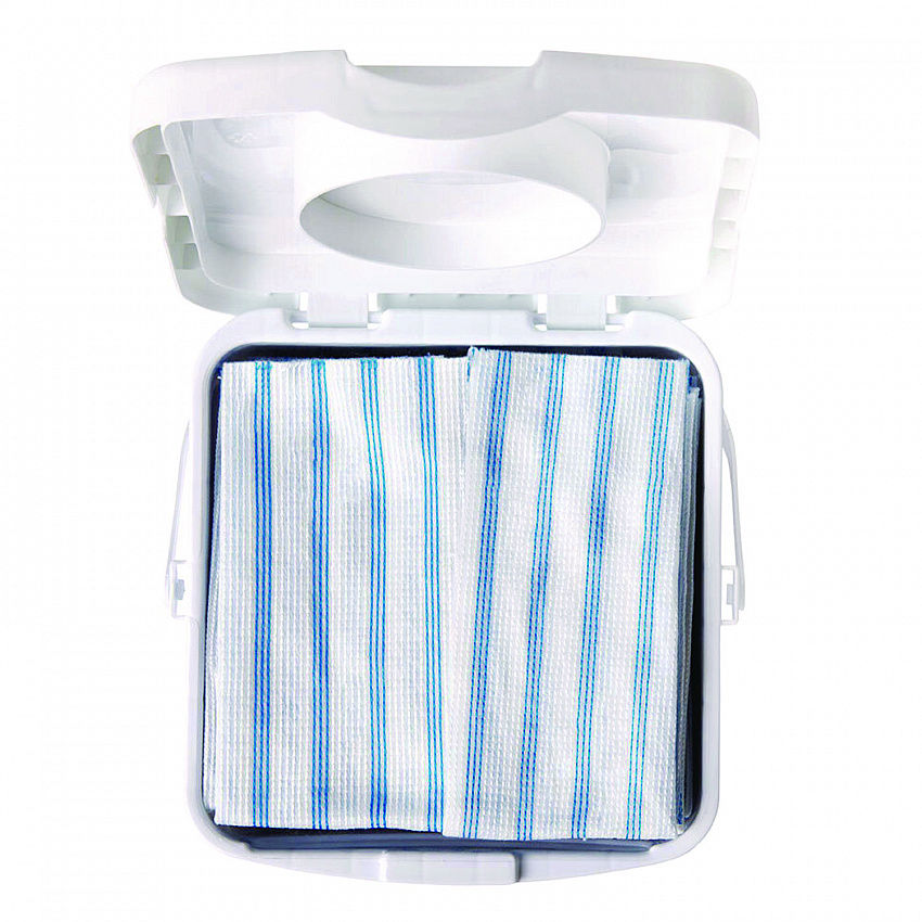 Disposable Microfiber Cleaning Cloths, 12 x 12, White/Blue Stripe, 600/Carton (2134283)