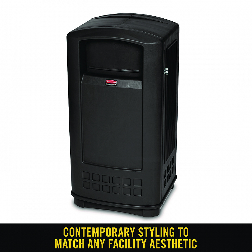 Plaza Jr. Container, 35 gal, Plastic, Black (9P90BLA)