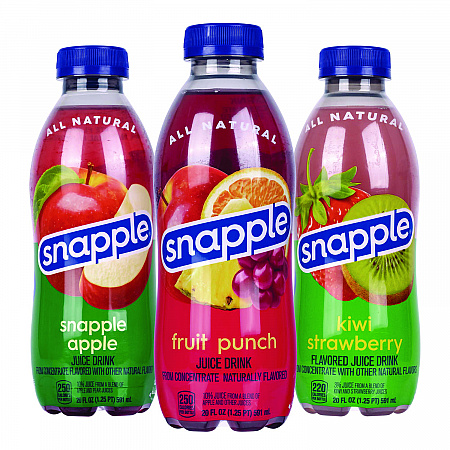 Juice Drink Variety Pack, Snapple Apple, Fruit Punch, Kiwi Strawberry, 20 oz Bottle, 24/Carton (22000813)