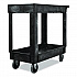 Heavy-Duty Flat-Handle Maintenance/Utility Cart, Plastic, 2 Shelves, 500 lb Capacity, 34.13