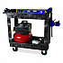 Heavy-Duty Flat-Handle Maintenance/Utility Cart, Plastic, 2 Shelves, 500 lb Capacity, 34.13