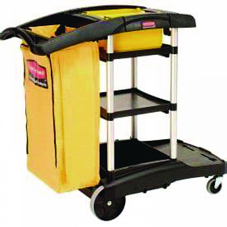 HYGEN Microfiber Healthcare Cleaning Cart, Plastic, 3 Shelves, 5 Bins, 22