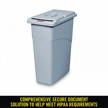Slim Jim Confidential Document Waste Receptacle with Lid, 23 gal, Light Gray (9W15LGY)