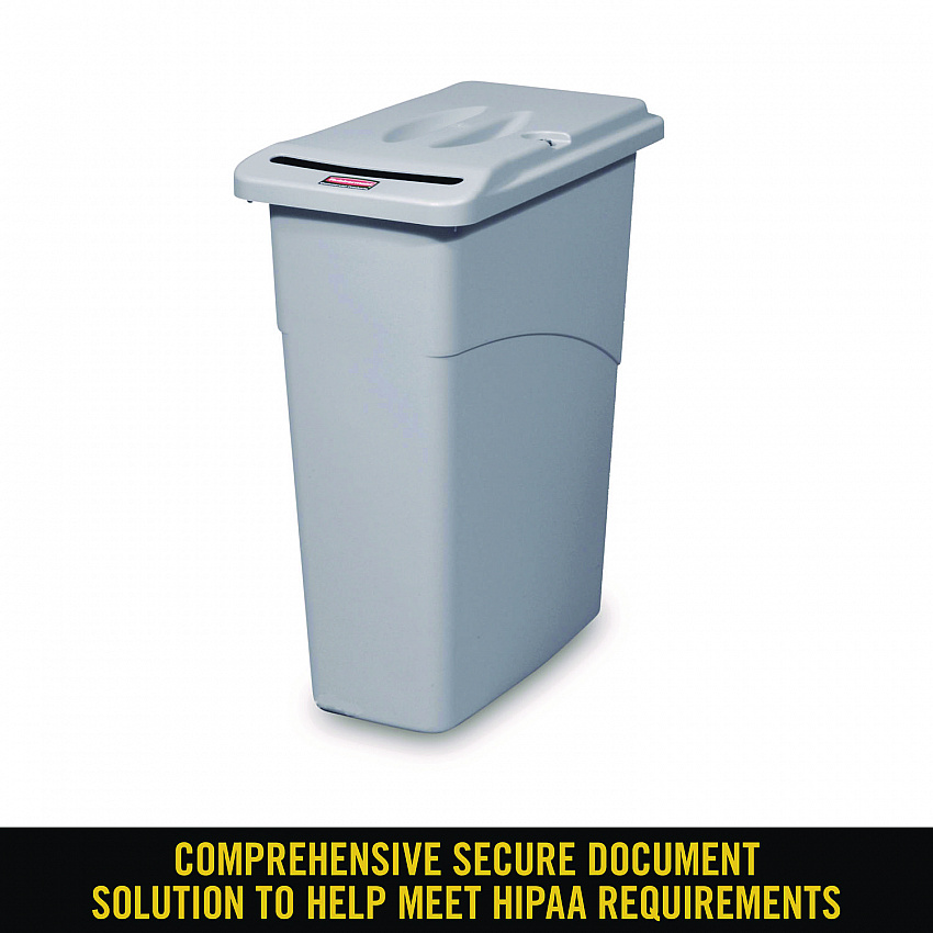 Slim Jim Confidential Document Waste Receptacle with Lid, 23 gal, Light Gray (9W15LGY)