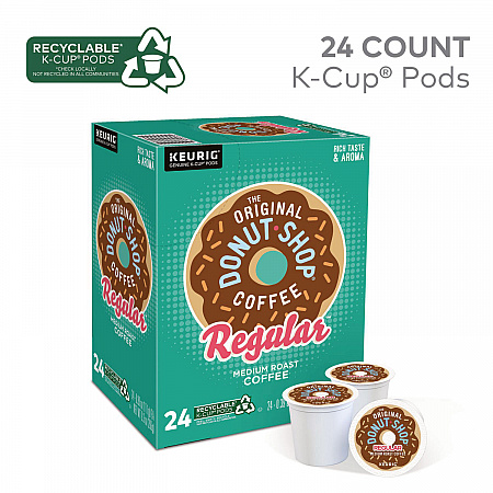 Donut Shop Coffee K-Cups, Regular, 24/Box (60052101)