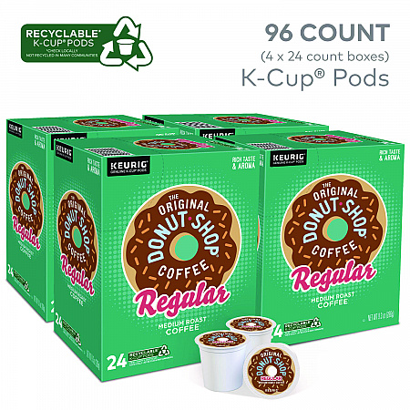 Donut Shop Coffee K-Cups, Regular, 96/Carton (60052101CT)