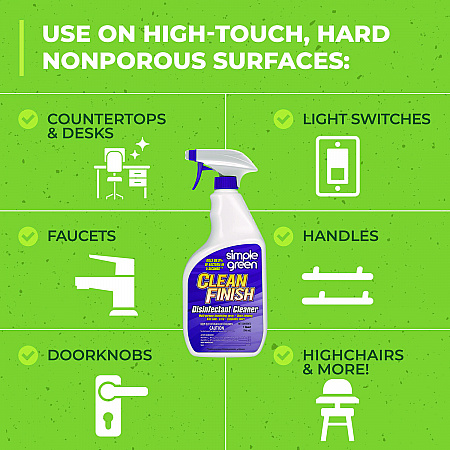 Clean Finish Disinfectant Cleaner, Herbal Scent, 32 oz Spray Bottle, 12/Carton (01032)