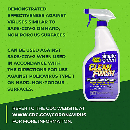 Clean Finish Disinfectant Cleaner, Herbal Scent, 32 oz Spray Bottle, 12/Carton (01032)