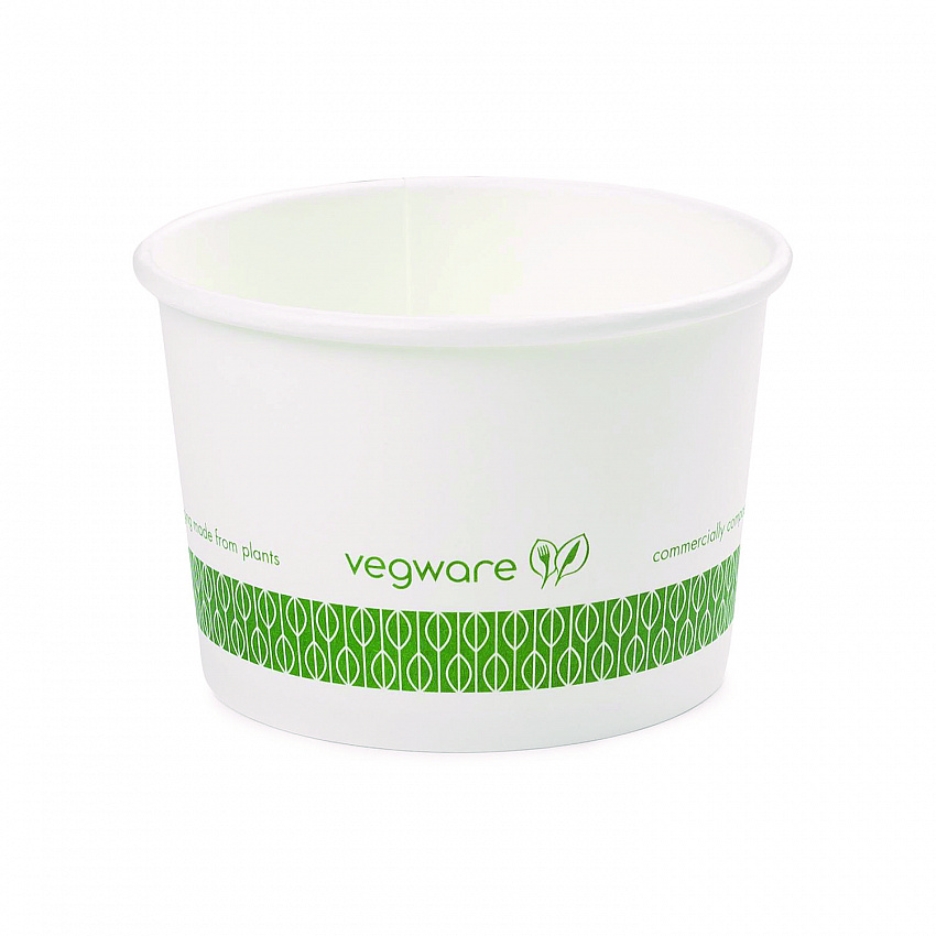 Soup Containers, 8 oz, 3.5" Diameter x 2.4" h, White/Green, Paper, 1,000/Carton (SC08G)