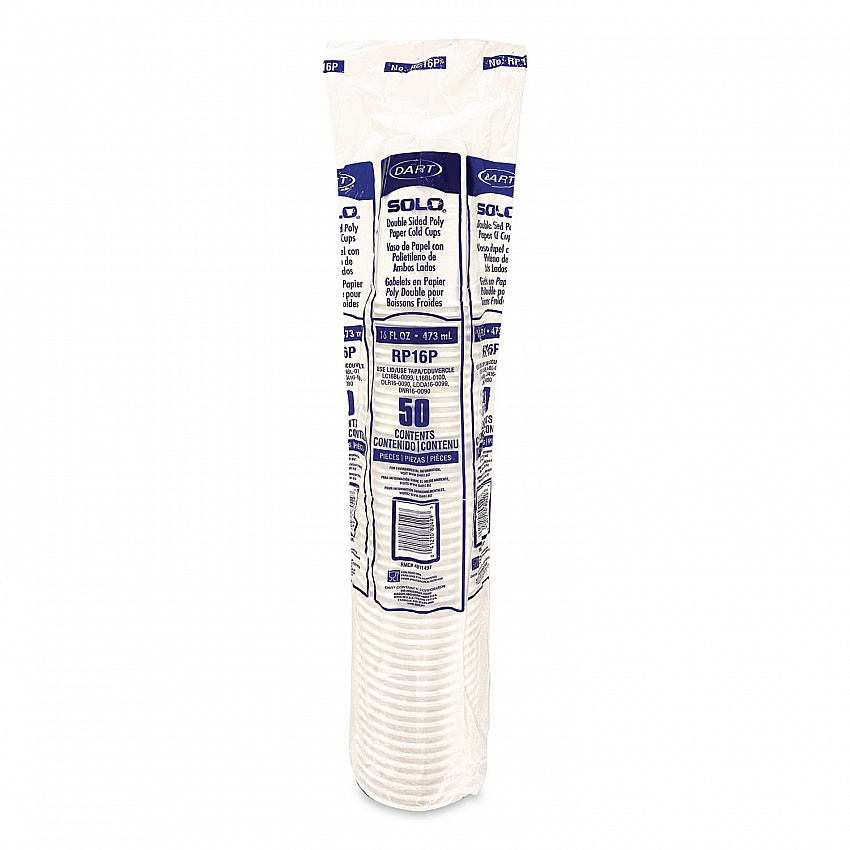 Double Sided Poly (DSP) Paper Cold Cups, 16 oz, White, 50 Cups/Sleeve, 20 Sleeves/Carton (RP16P2050)