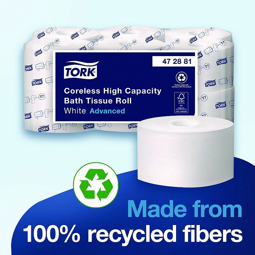 Advanced Coreless High Capacity Bath Tissue, 2-Ply, White, 1,000 Sheets/Roll, 12 Rolls/Carton (472881)