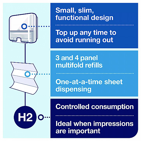 Xpress Mini Multifold Hand Towel Dispenser H2, 11.9 x 4 x 11.6, White (553120)