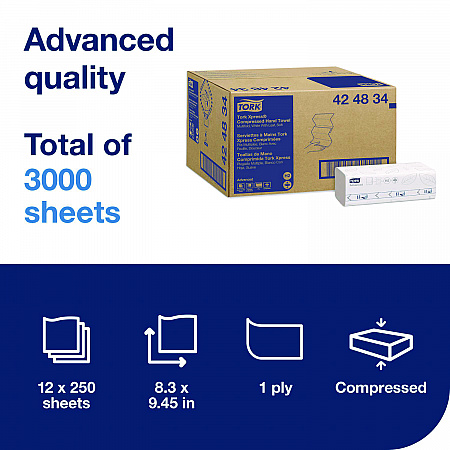 Xpress Compressed Multifold Hand Towels, 1-Ply, 8.3 x 9.25, White, 250/Pack, 12 Packs/Carton (424834)