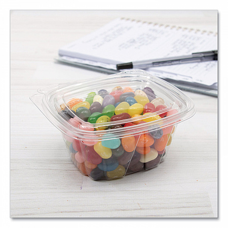 ClearPac SafeSeal Tamper-Resistant/Evident Containers, Flat Lid, 4 oz, 3.72 x 4.2 x 1.41, Clear, 100/Pack, 4 Packs/Carton (CH4DEF)