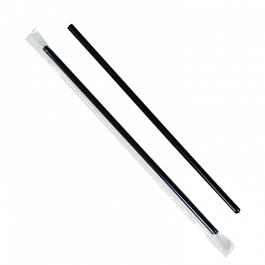 Jumbo Straws, 9", Plastic, Black, 2,000/Carton (C9035)