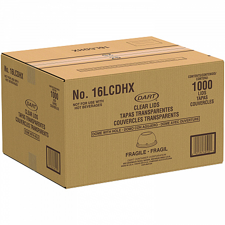Dome-Top Sundae/Cold Cup Lids, Fits 12 oz to 24 oz Cold Cups, Plastic, Clear, 1,000/Carton (16LCDHX)