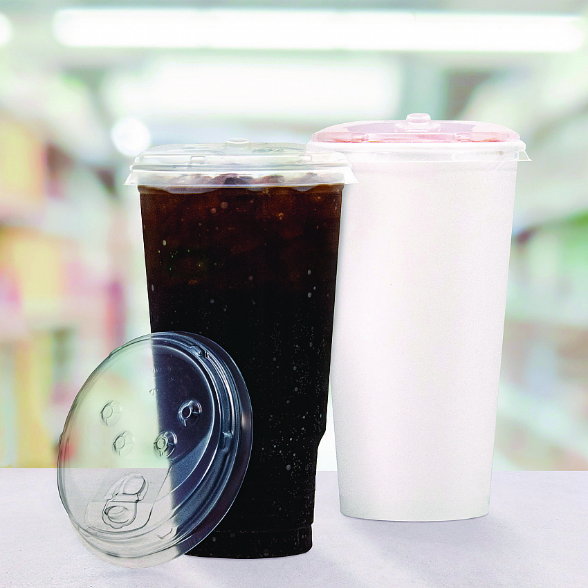 Prima Strawless Plastic Lids, Fits 30 oz to 32 oz Cold Cups, Clear, 100/Sleeve, 12 Sleeves/Carton (P3032RSL)
