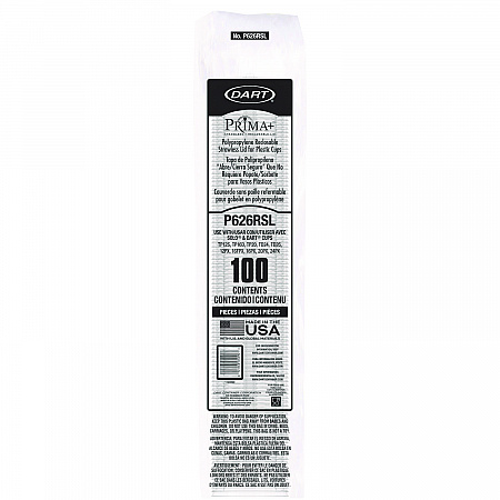 Prima Strawless Plastic Lids, Fits 12 oz to 26 oz Cold Cups, Clear, 100/Sleeve, 10 Sleeves/Carton (P626RSL)