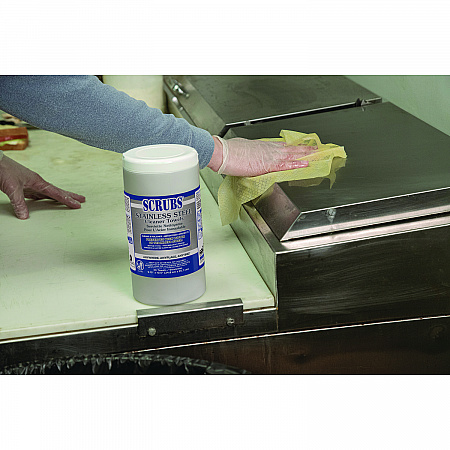 Stainless Steel Cleaner Towels, 1-Ply, 9.75 x 10.5, Lemon Scent, 30/Canister (91930)