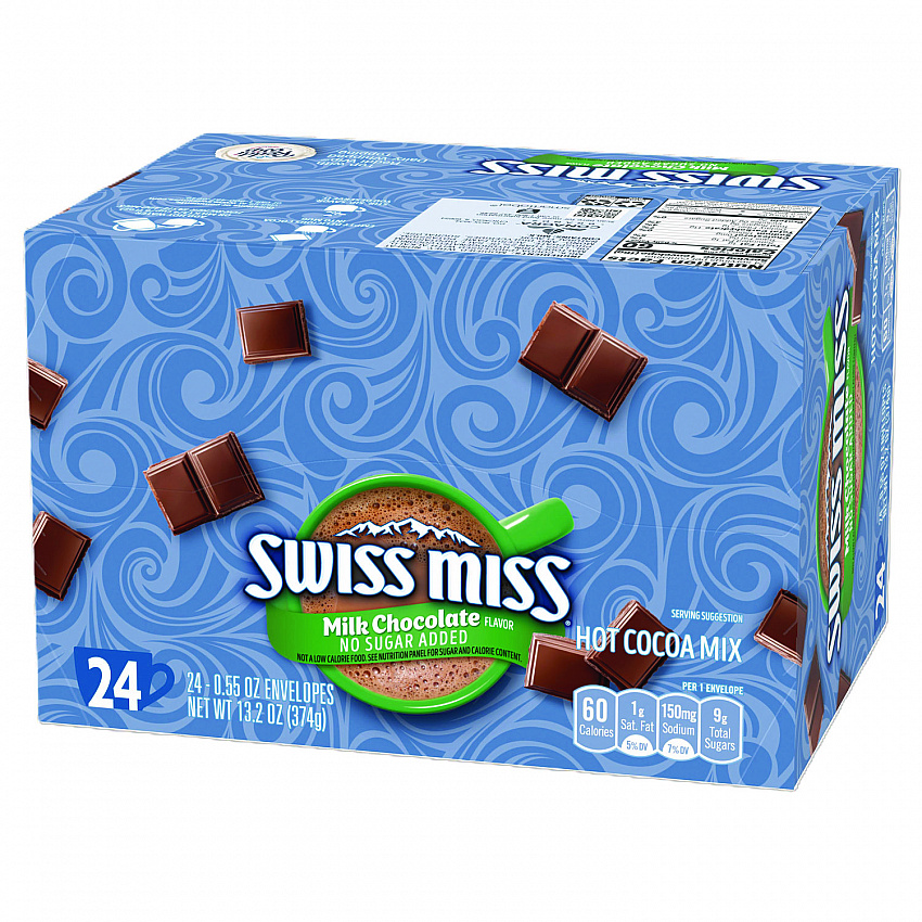 Hot Cocoa Mix, No Sugar Added, 24 Packets/Box (55584)