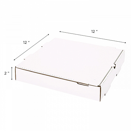 Corrugated Pizza Boxes, 12 x 12 x 1.97, White/Brown, 50/Carton (FPPBF12W)