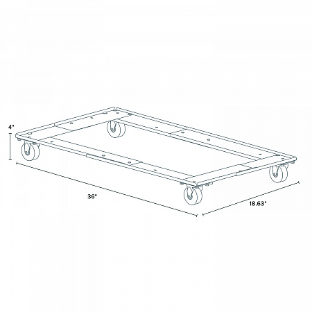File Cabinet Dolly, 1,000 lb Capacity, 42 x 24 x 4, Black (15030)