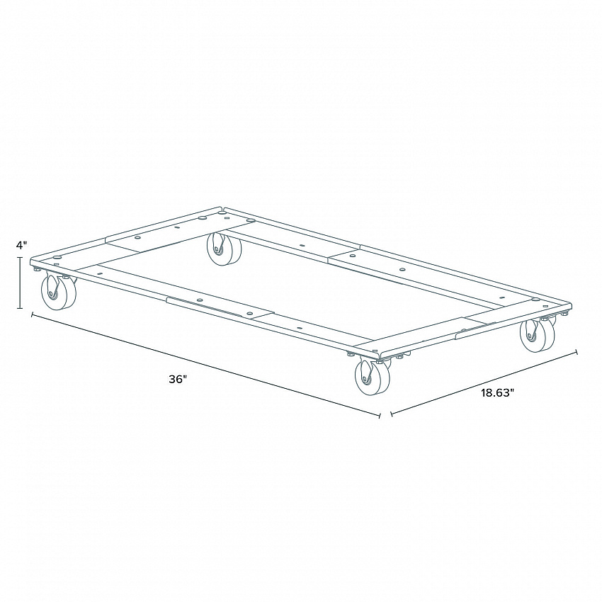 File Cabinet Dolly, 1,000 lb Capacity, 42 x 24 x 4, Black (15030)