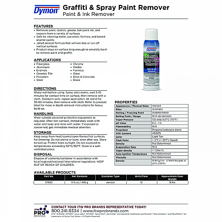Graffiti/Paint Remover, Jelled Formula, 17.5 oz Aerosol Spray (07820)