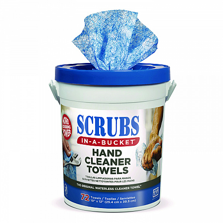 Hand Cleaner Towels, 1-Ply, 10 x 12, Citrus, Blue/White, 72/Bucket, 6 Buckets/Carton (42272CT)