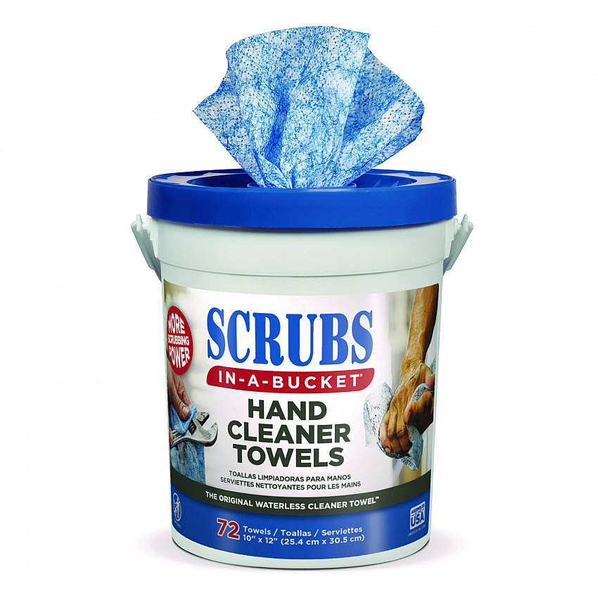 Hand Cleaner Towels, 1-Ply, 10 x 12, Citrus, Blue/White, 72/Bucket, 6 Buckets/Carton (42272CT)