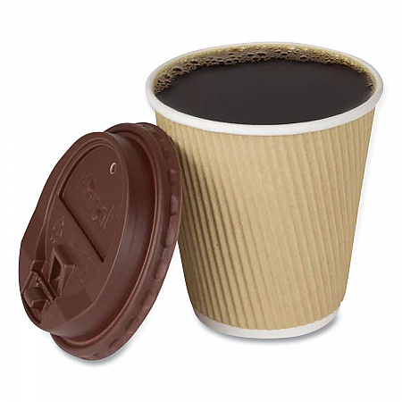 Ripple Hot Cups, 10 oz, Paper, Kraft/White, 500/Carton (CKRC510)