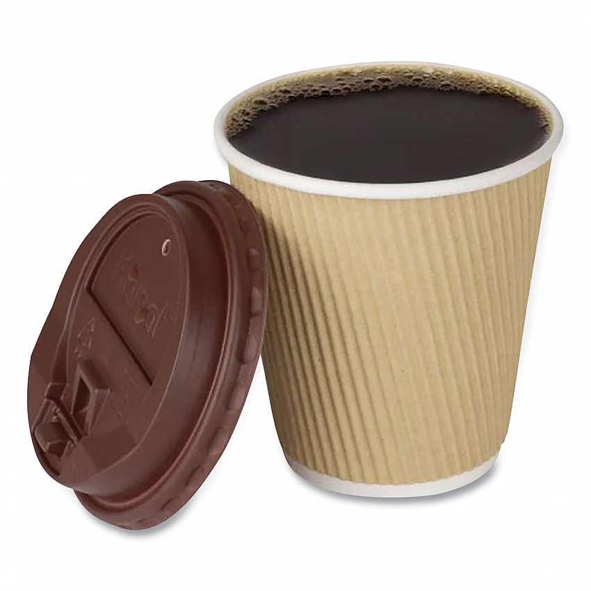 Ripple Hot Cups, 10 oz, Paper, Kraft/White, 500/Carton (CKRC510)