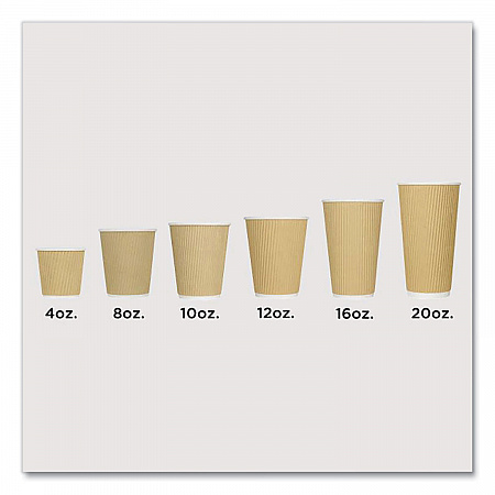 Ripple Hot Cups, 10 oz, Paper, Kraft/White, 500/Carton (CKRC510)