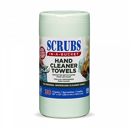 Hand Cleaner Towels, 1-Ply, 10 x 12, Citrus, Blue/White, 30/Canister, 6/Carton (42230CT)