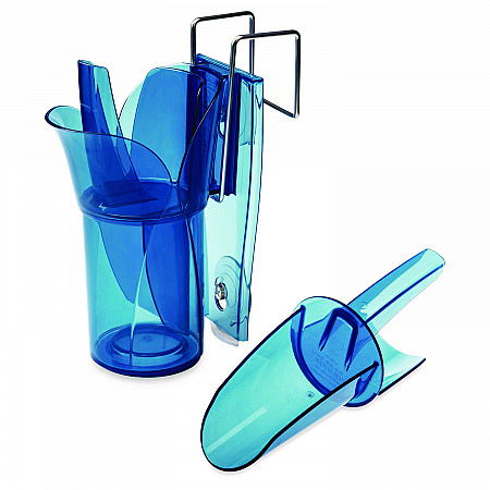 Saf-T-Scoop and Guardian System for Ice Machines, 12 oz to 16 oz Ice Scoop, Transparent Blue, 50/Carton (SI7000)