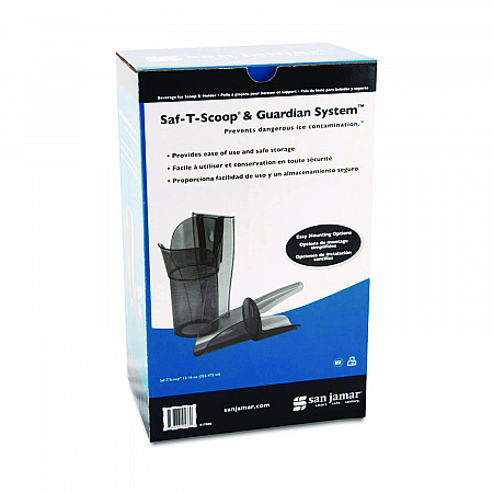 Saf-T-Scoop and Guardian System for Ice Machines, 12 oz to 16 oz Ice Scoop, Transparent Blue, 50/Carton (SI7000)