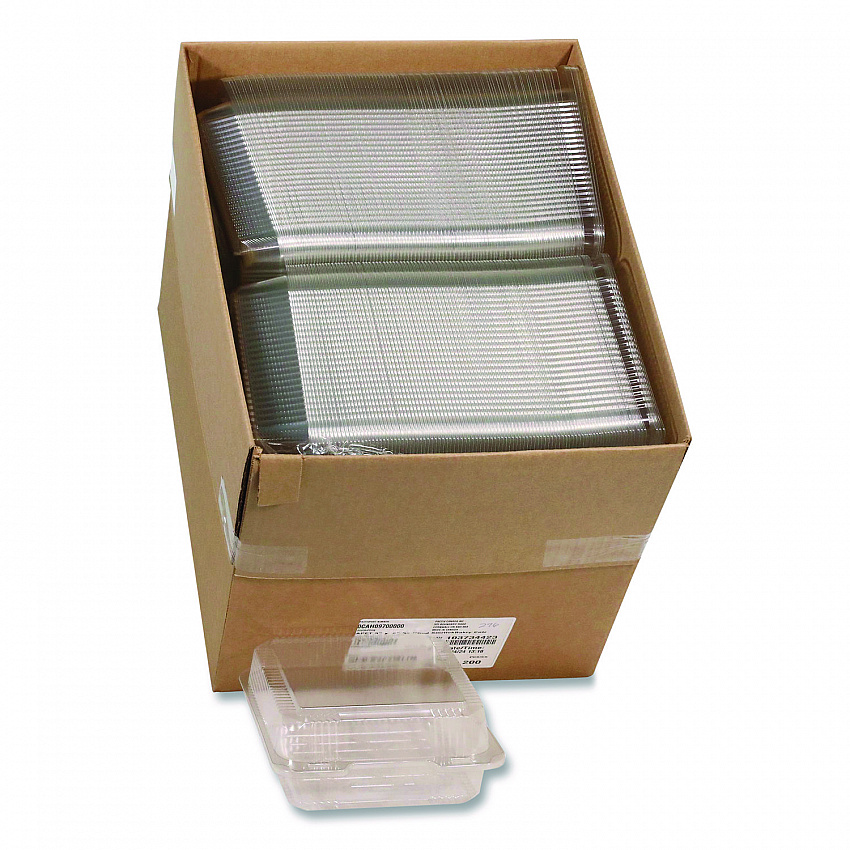 SmartLock PET Hinged Lid Bakery Container, 8.75 x 8.25 x 3.63, Clear, Plastic, 200/Carton (0CAH09700000)