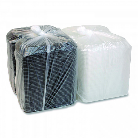 MealMaster Rib Container, 10 x 7.1 x 2.1, Black/Clear, Plastic, 90/Carton (0CNC10700DZY)