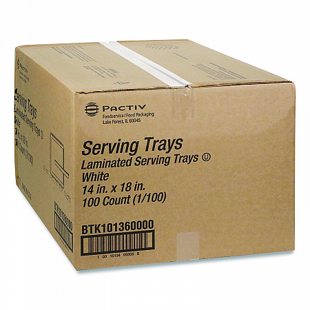 Laminated Foam Serving Tray, 18 x 14 x 2.18, White, 100/Carton (BTK101360000)
